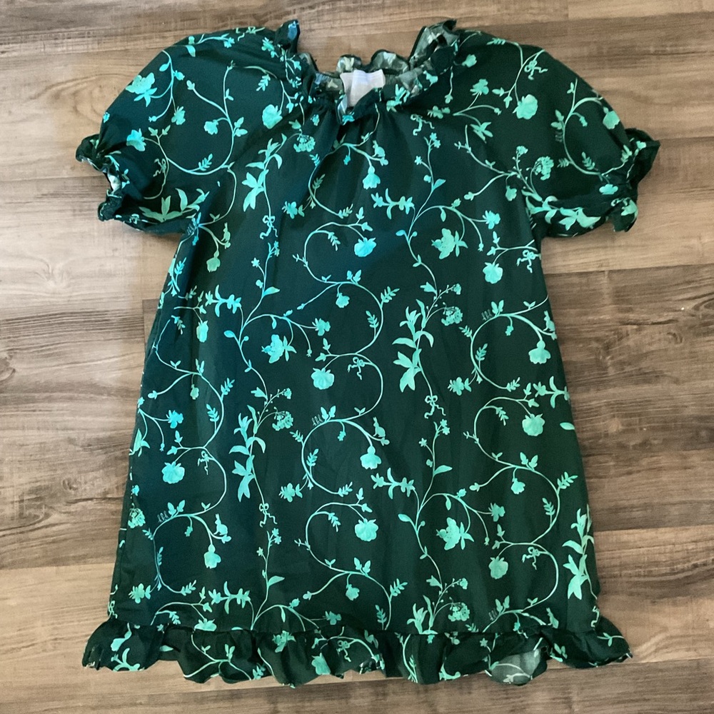 Hill House Home Katherine Nap Dress Green Botanical Floral Mini Ruffle Retro - Picture 4 of 9